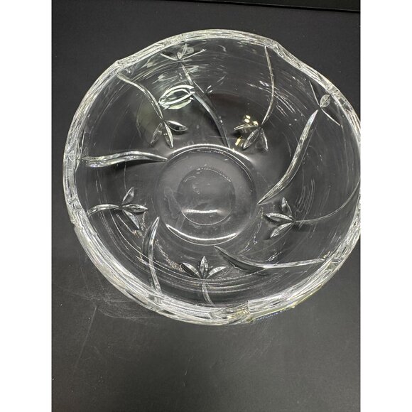 Vtg Clear Glass Bohemia Crystal Czech Cut To Clear 7" DIA Bowl Original Label - Picture 5 of 14